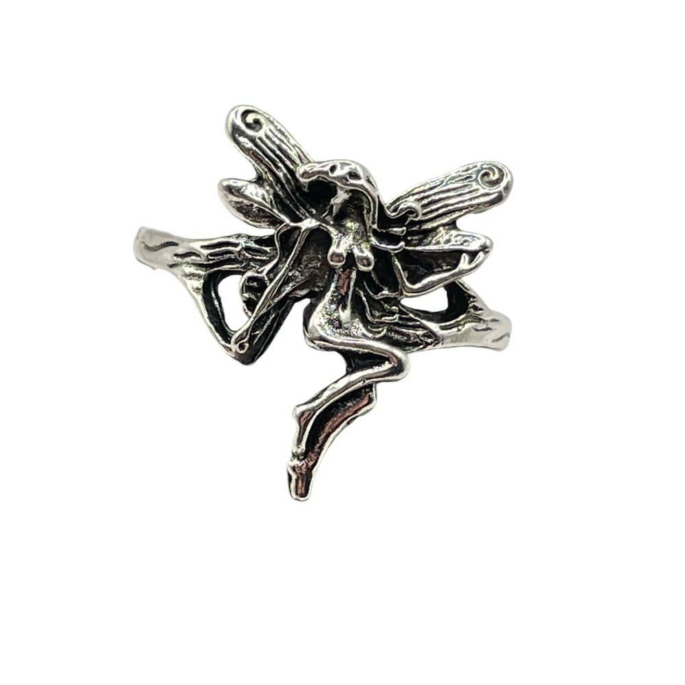 Fairly Pixie Silver Tone Erotic Fashion Ring Size 7.5 Textured Mythological NEW - Picture 4 of 10